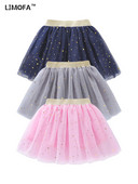 LJMOFA Vasaras Bērnu Tīkla Minisvārki Meitenes Princeses Zvaigznes Glitter Deju Balets Tills Tutu Mežģīņu svārki Ballīte Mazuļu Apģērbi D235