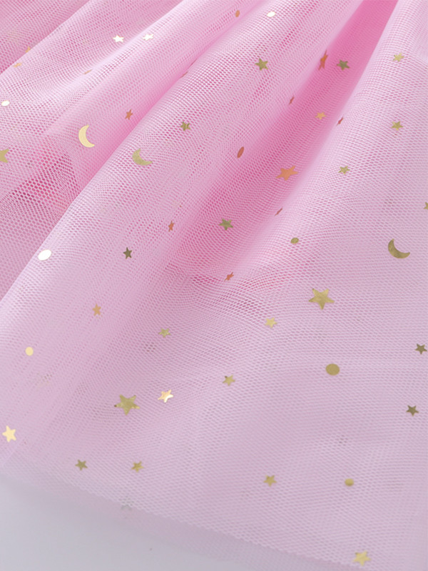 LJMOFA Vasaras Bērnu Tīkla Minisvārki Meitenes Princeses Zvaigznes Glitter Deju Balets Tills Tutu Mežģīņu svārki Ballīte Mazuļu Apģērbi D235
