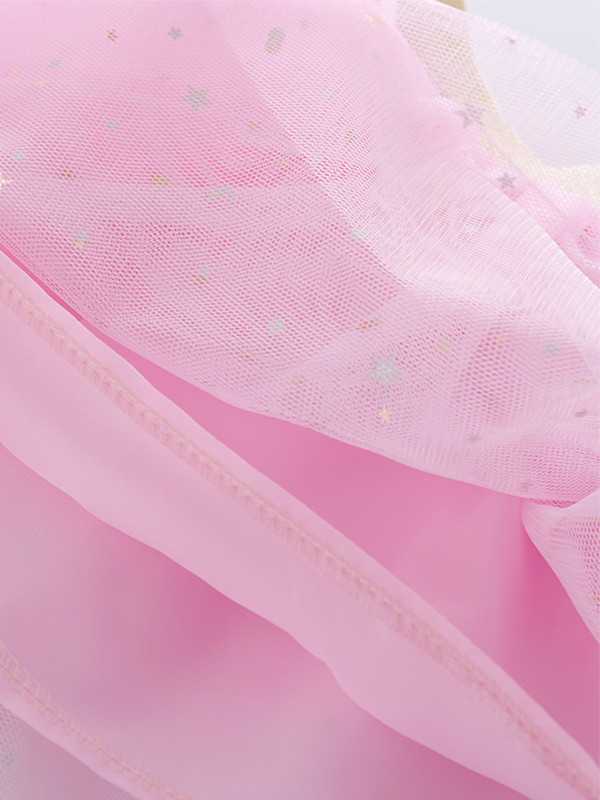 LJMOFA Vasaras Bērnu Tīkla Minisvārki Meitenes Princeses Zvaigznes Glitter Deju Balets Tills Tutu Mežģīņu svārki Ballīte Mazuļu Apģērbi D235