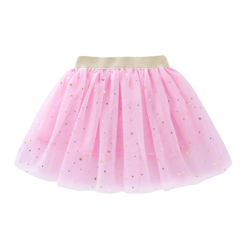 LJMOFA Vasaras Bērnu Tīkla Minisvārki Meitenes Princeses Zvaigznes Glitter Deju Balets Tills Tutu Mežģīņu svārki Ballīte Mazuļu Apģērbi D235