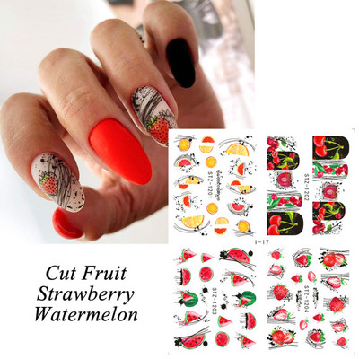 4 kompiuteriai / lakštai pavasario juodos lapinės gėlės vandens lipdukai Paprasti nagų dekoravimo lipdukai Drugelis žalia palmių dizaino nagų dailės vandens ženklas LAI-24