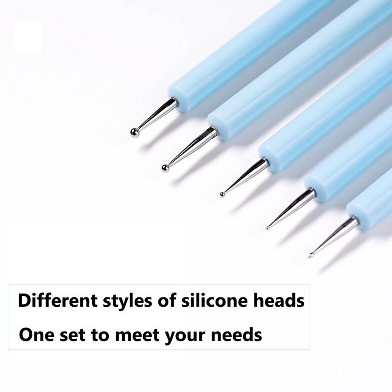 5 gab./komplekts Silikona māla tēlniecības rīks otu modelēšanai Punktveida nagu mākslas keramikas māla rīki DIY grebšanas skulptūru rīki