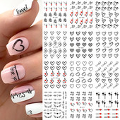 12 gab. Ūdens Uzlīme Nail Art Sirds Mīlestības Vēstules Kaķi Ziedi Uzlīmes Pārnesumi Slīdņi Tetovējums Valentīna Dekorācijas Manikīrs TRBY