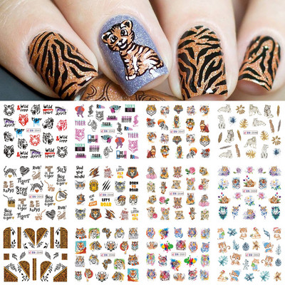 12 gab. Ūdens Uzlīme Nail Art Sirds Mīlestības Vēstules Kaķi Ziedi Uzlīmes Pārnesumi Slīdņi Tetovējums Valentīna Dekorācijas Manikīrs TRBY