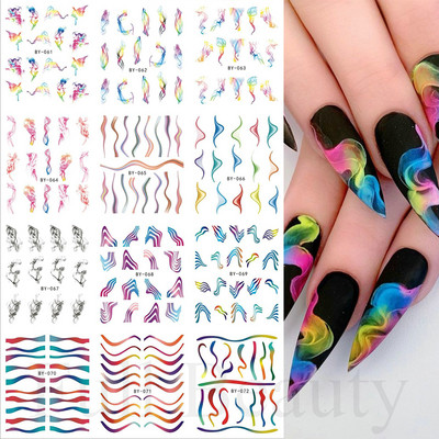 12 gab. Ūdens Uzlīme Nail Art Sirds Mīlestības Vēstules Kaķi Ziedi Uzlīmes Pārnesumi Slīdņi Tetovējums Valentīna Dekorācijas Manikīrs TRBY