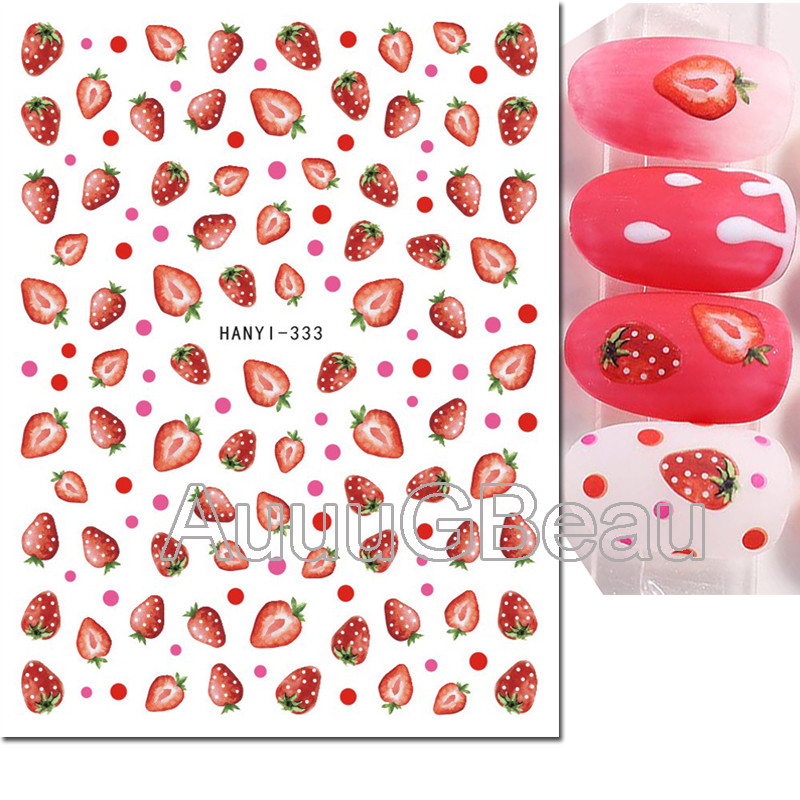 3d naljepnice za nokte Ljetno tropsko voće Žuti limuni Slova Ljepljivi klizači Naljepnice Ukrašena manikura za nokte