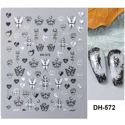 Laserski leptir naljepnice za nokte Holografska zmija zmaj srce zvijezda mjesec ljepljivi klizači 3D dekoracija naljepnica za nokte LASTZX