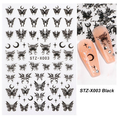 Laserski leptir naljepnice za nokte Holografska zmija zmaj srce zvijezda mjesec ljepljivi klizači 3D dekoracija naljepnica za nokte LASTZX