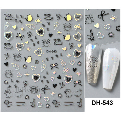 Laserski leptir naljepnice za nokte Holografska zmija zmaj srce zvijezda mjesec ljepljivi klizači 3D dekoracija naljepnica za nokte LASTZX