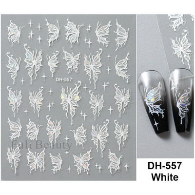 Laserski leptir naljepnice za nokte Holografska zmija zmaj srce zvijezda mjesec ljepljivi klizači 3D dekoracija naljepnica za nokte LASTZX