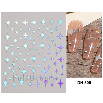 Laserski leptir naljepnice za nokte Holografska zmija zmaj srce zvijezda mjesec ljepljivi klizači 3D dekoracija naljepnica za nokte LASTZX