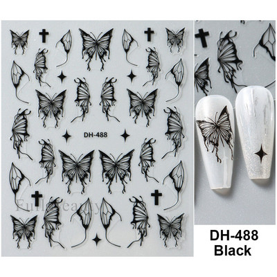 Laserski leptir naljepnice za nokte Holografska zmija zmaj srce zvijezda mjesec ljepljivi klizači 3D dekoracija naljepnica za nokte LASTZX