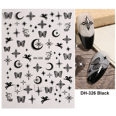 Laserski leptir naljepnice za nokte Holografska zmija zmaj srce zvijezda mjesec ljepljivi klizači 3D dekoracija naljepnica za nokte LASTZX