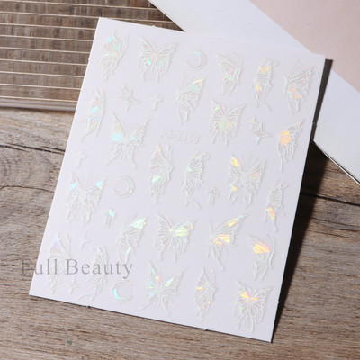 Laserski leptir naljepnice za nokte Holografska zmija zmaj srce zvijezda mjesec ljepljivi klizači 3D dekoracija naljepnica za nokte LASTZX