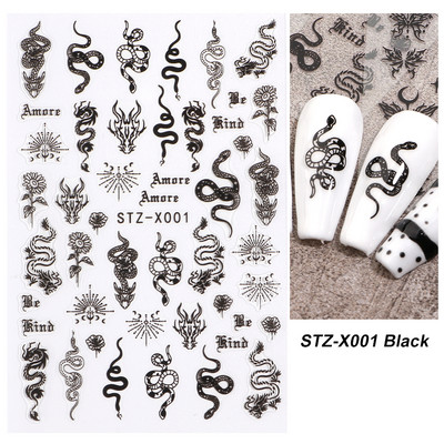 Laserski leptir naljepnice za nokte Holografska zmija zmaj srce zvijezda mjesec ljepljivi klizači 3D dekoracija naljepnica za nokte LASTZX
