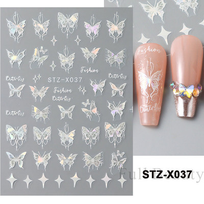 Laserski leptir naljepnice za nokte Holografska zmija zmaj srce zvijezda mjesec ljepljivi klizači 3D dekoracija naljepnica za nokte LASTZX