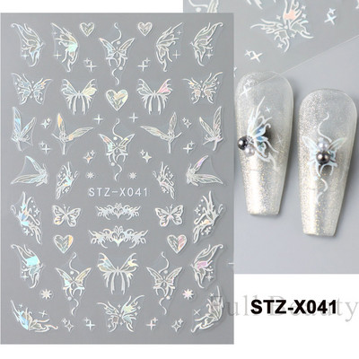 Laserski leptir naljepnice za nokte Holografska zmija zmaj srce zvijezda mjesec ljepljivi klizači 3D dekoracija naljepnica za nokte LASTZX