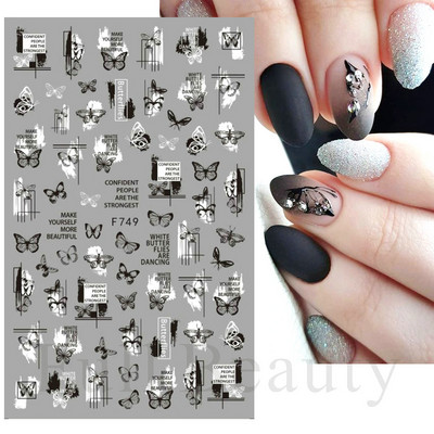 Laserski leptir naljepnice za nokte Holografska zmija zmaj srce zvijezda mjesec ljepljivi klizači 3D dekoracija naljepnica za nokte LASTZX