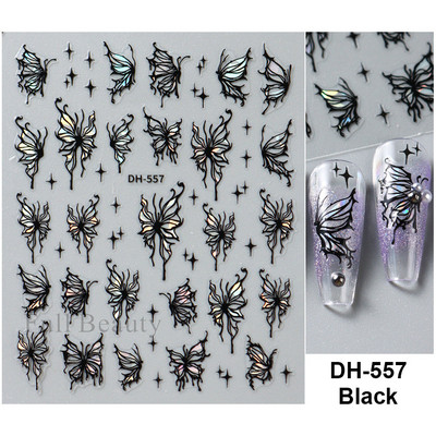 Laserski leptir naljepnice za nokte Holografska zmija zmaj srce zvijezda mjesec ljepljivi klizači 3D dekoracija naljepnica za nokte LASTZX