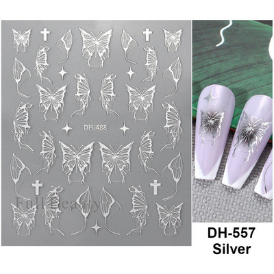 Laserski leptir naljepnice za nokte Holografska zmija zmaj srce zvijezda mjesec ljepljivi klizači 3D dekoracija naljepnica za nokte LASTZX