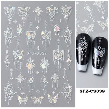 3D холографски черни пеперуди Нокти Плъзгач Лазерни самозалепващи стикери Тъмен замък Пискюли Дизайни Стикери за маникюр Декор 2023