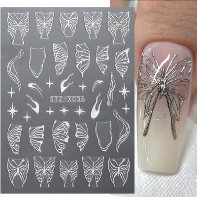 3D hologrāfisks, melns tauriņš, nagi, slīdnis, lāzers, pašlīmējošās uzlīmes, tumšās pils, pušķi, modeļi, manikīra uzlīmes, dekors 2023. g.