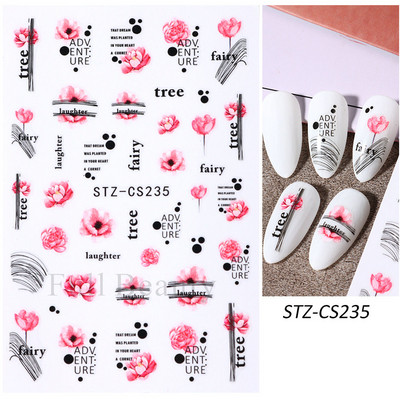 Nagu mākslas ziedu lapu uzlīmes Nagu slīdņi jauks zils ziedu dizains pavasara sakuras ķiršu koka pašlīmējošās nagu mākslas uzlīmes Dekors