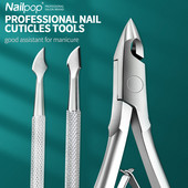 Nailpop profesionalni rezač noktiju od nehrđajućeg čelika, škare, štipaljke, funkcija, gurač zanoktica, odstranjivač, komplet alata za njegu noktiju za manikuru