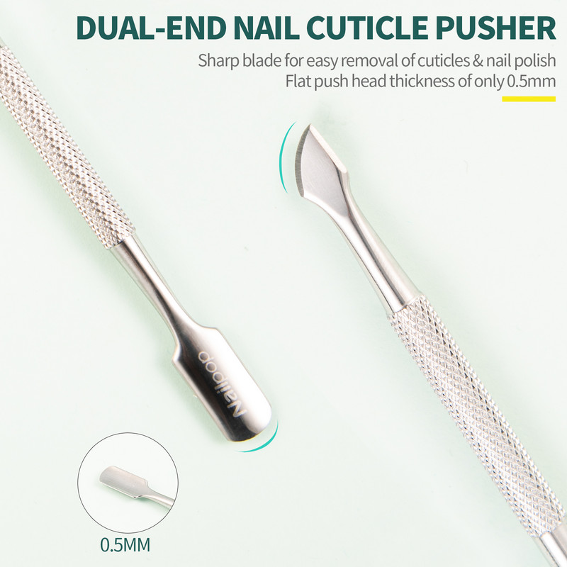 Nailpop Profesionalus nerūdijančio plieno nagų kirpimo žirklinės žnyplės Funkcinis odelių stūmimo valiklis Manikiūro nagų dailės priežiūros įrankių rinkinys