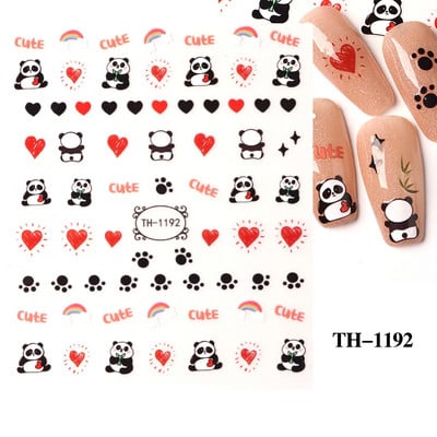 3D Kawaii melnā kaķa uzlīmes nagiem Jauka kaķenīte, trusis nagu uzlīme japāņu multfilma dzīvnieki Uzlīmes manikīra piederumi