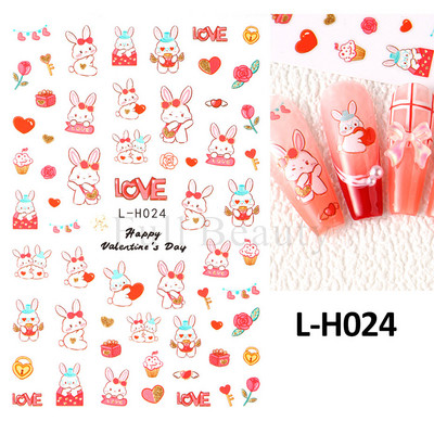 3D Kawaii melnā kaķa uzlīmes nagiem Jauka kaķenīte, trusis nagu uzlīme japāņu multfilma dzīvnieki Uzlīmes manikīra piederumi