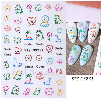 3D Kawaii melnā kaķa uzlīmes nagiem Jauka kaķenīte, trusis nagu uzlīme japāņu multfilma dzīvnieki Uzlīmes manikīra piederumi