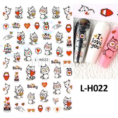 3D Kawaii melnā kaķa uzlīmes nagiem Jauka kaķenīte, trusis nagu uzlīme japāņu multfilma dzīvnieki Uzlīmes manikīra piederumi