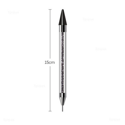 1 gab. Divas galviņas Akrila metāla punktveida vaska pildspalva Rhinestones Gem Picker Crystal Picking Nagu mākslas kniedes Dotter DIY Point Drill Tools