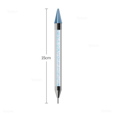 1 gab. Divas galviņas Akrila metāla punktveida vaska pildspalva Rhinestones Gem Picker Crystal Picking Nagu mākslas kniedes Dotter DIY Point Drill Tools