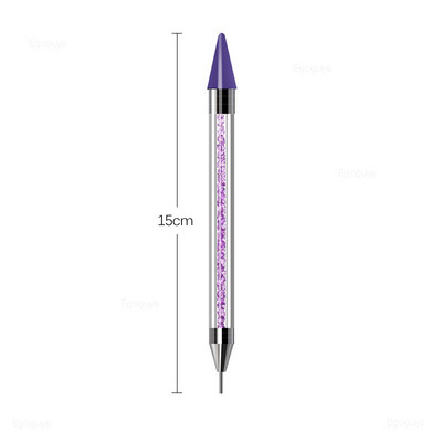 1 gab. Divas galviņas Akrila metāla punktveida vaska pildspalva Rhinestones Gem Picker Crystal Picking Nagu mākslas kniedes Dotter DIY Point Drill Tools