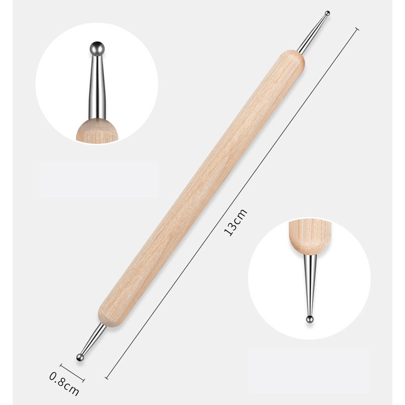 Divvirzienu koka nagu mākslas punktveida pildspalva Sakārtot Dizaina rīki Gleznošana Zīmēšanas otas Manikīra grāmatas par aksesuāru