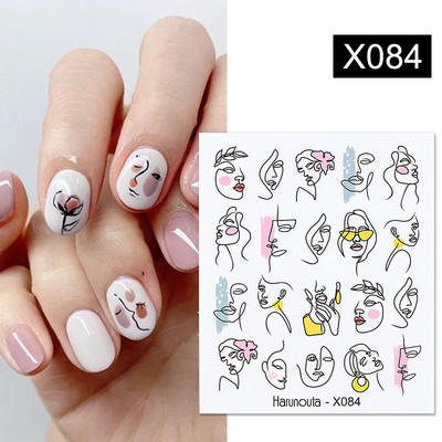 Harunouta franču puķu vīnogulāju ūdens uzlīmes Pavasaris vasara Leoparda alfabēts Lapas Piekariņi Slīdņi Nagu mākslas uzlīmes Dekorācijas Padoms