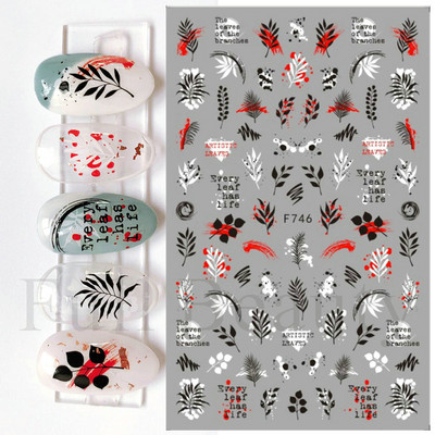 Baltas, melnas mežģīnes ziedu nagu 3D uzlīmes Lapu zieds tauriņš vienkārši slīdņi Eleganti kāzu nagu dizaina manikīra dekori CHF873