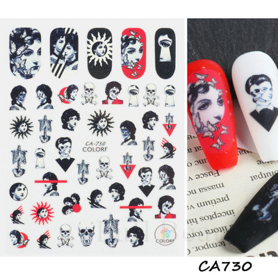 Baltas, melnas mežģīnes ziedu nagu 3D uzlīmes Lapu zieds tauriņš vienkārši slīdņi Eleganti kāzu nagu dizaina manikīra dekori CHF873