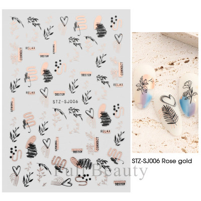 Fehér fekete levél körömmatricák nyári kis virágos 3D körömdíszítések öntapadó csúszó manikűr tetováló eszköz LASTZ-CS121