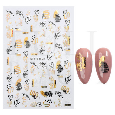 Fehér fekete levél körömmatricák nyári kis virágos 3D körömdíszítések öntapadó csúszó manikűr tetováló eszköz LASTZ-CS121
