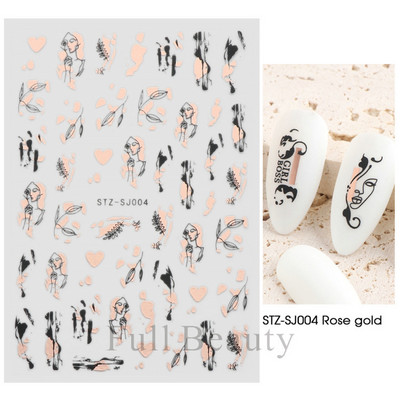 Fehér fekete levél körömmatricák nyári kis virágos 3D körömdíszítések öntapadó csúszó manikűr tetováló eszköz LASTZ-CS121