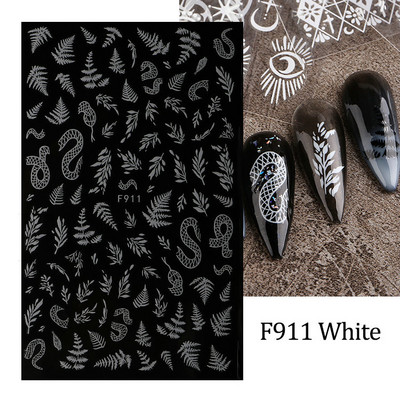 Fehér fekete levél körömmatricák nyári kis virágos 3D körömdíszítések öntapadó csúszó manikűr tetováló eszköz LASTZ-CS121