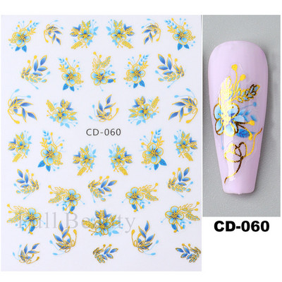 Fehér fekete levél körömmatricák nyári kis virágos 3D körömdíszítések öntapadó csúszó manikűr tetováló eszköz LASTZ-CS121