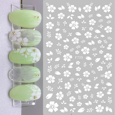 Fehér fekete levél körömmatricák nyári kis virágos 3D körömdíszítések öntapadó csúszó manikűr tetováló eszköz LASTZ-CS121