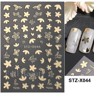 Fehér fekete levél körömmatricák nyári kis virágos 3D körömdíszítések öntapadó csúszó manikűr tetováló eszköz LASTZ-CS121