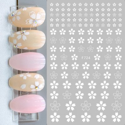 Fehér fekete levél körömmatricák nyári kis virágos 3D körömdíszítések öntapadó csúszó manikűr tetováló eszköz LASTZ-CS121