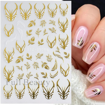 Fehér fekete levél körömmatricák nyári kis virágos 3D körömdíszítések öntapadó csúszó manikűr tetováló eszköz LASTZ-CS121