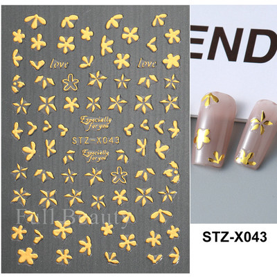 Fehér fekete levél körömmatricák nyári kis virágos 3D körömdíszítések öntapadó csúszó manikűr tetováló eszköz LASTZ-CS121